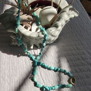 Nautical long FauxTurquiose necklace.